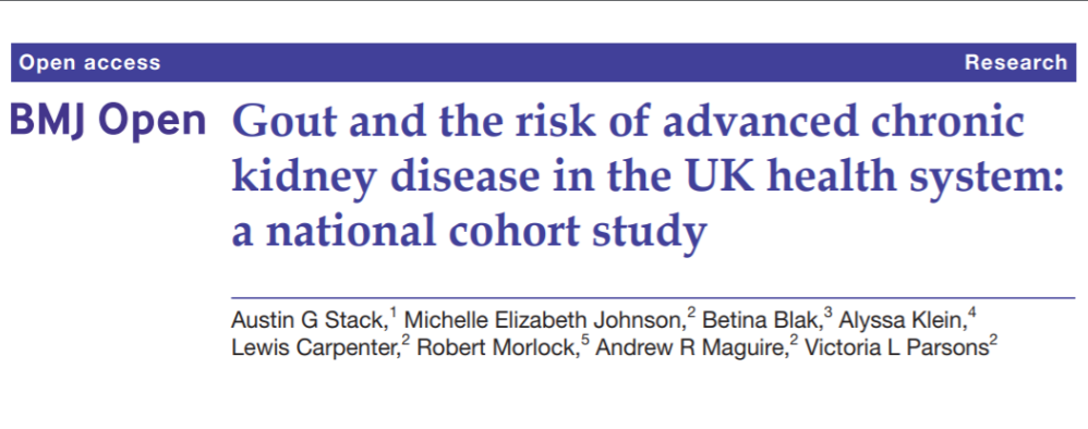 Gout and the Risk of Advanced Chronic Kidney Disease in the UK Health System: A National Cohort Study